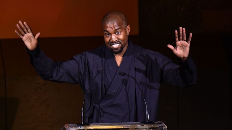Kanye West wears a history mask on a dinner date